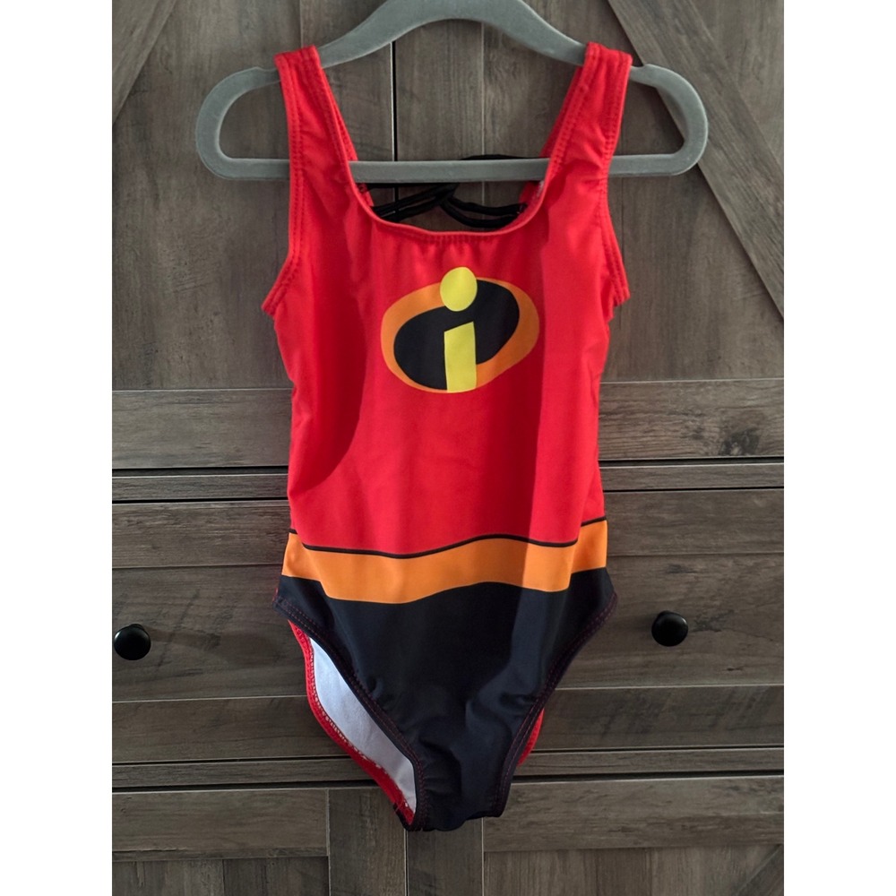 Disney Pixar The Incredibles Girls One Piece Swimsuit Red Size 5/6 8815531IN